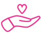 Icône de main avec coeur